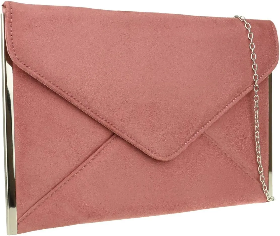 Girly HandBags Womens Faux Suede Plain Clutch Bag