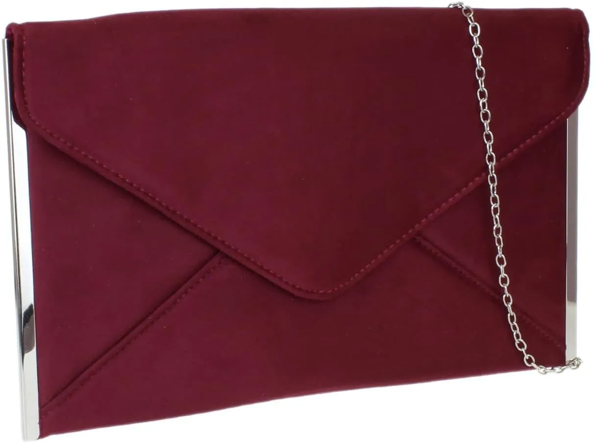 Girly HandBags Womens Faux Suede Plain Clutch Bag