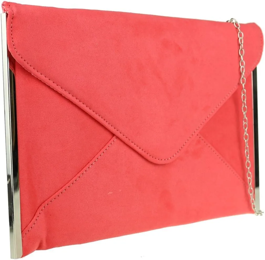 Girly HandBags Womens Faux Suede Plain Clutch Bag
