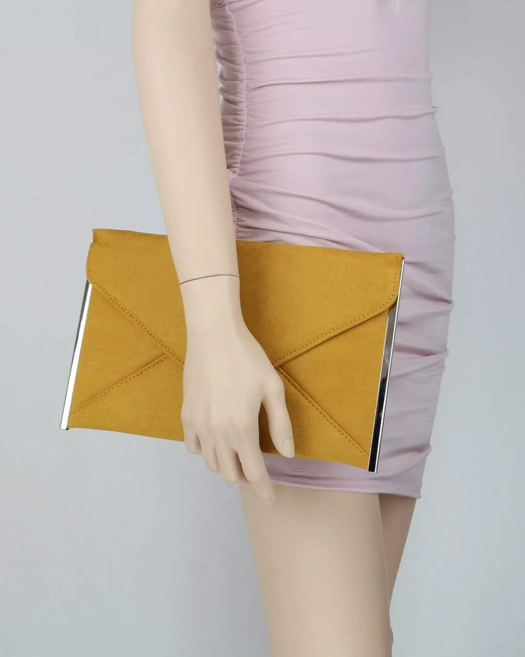 Girly HandBags Womens Faux Suede Plain Clutch Bag
