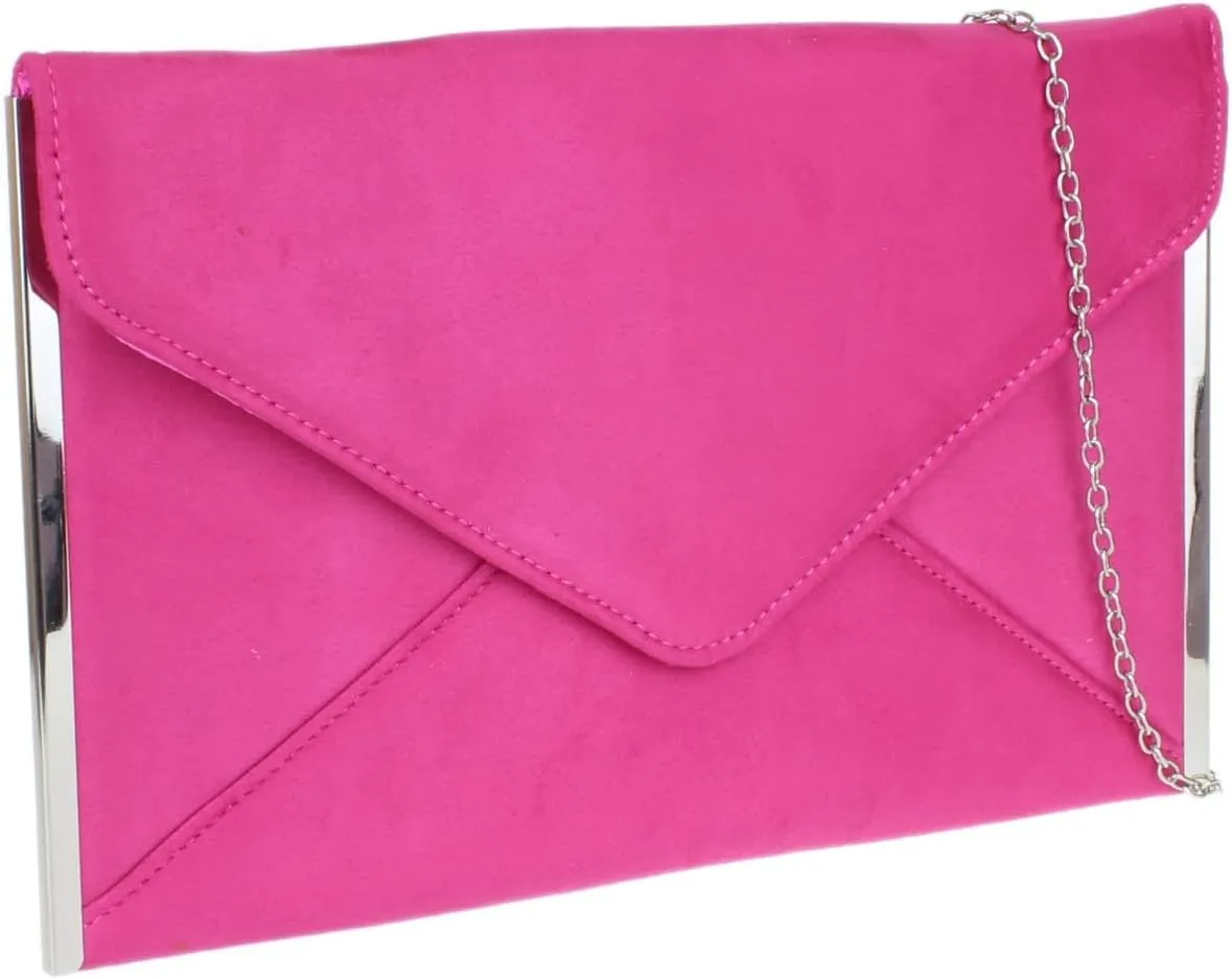 Girly HandBags Womens Faux Suede Plain Clutch Bag