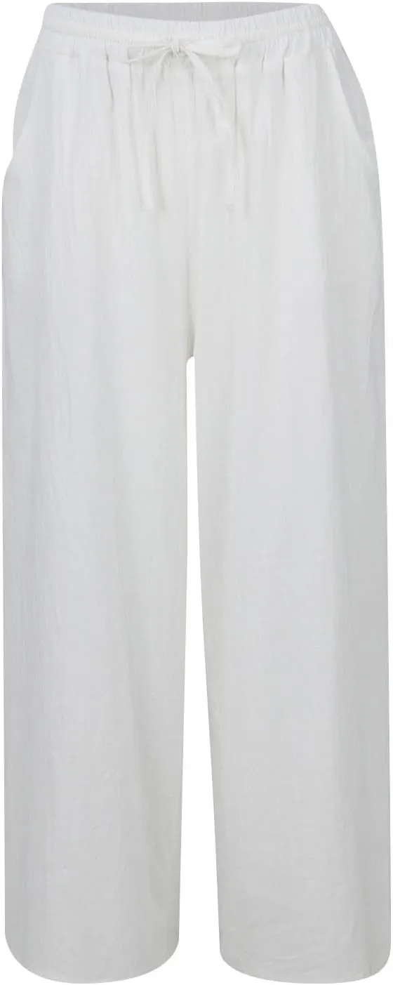 GOFULY Pants for Women Beach Elastic Waist Drawstring Sumemr Pants Straight Wide Leg High Waisted with Pockets Slacks Clothes