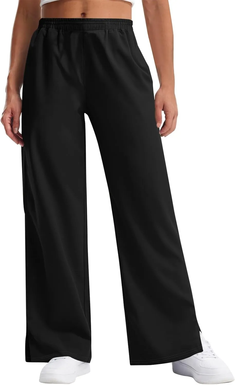 GOFULY Pants for Women Trendy Straight Wide Leg High Waisted Sumemr Pants Elastic Waist Drawstring 2025 Trousers with Pockets