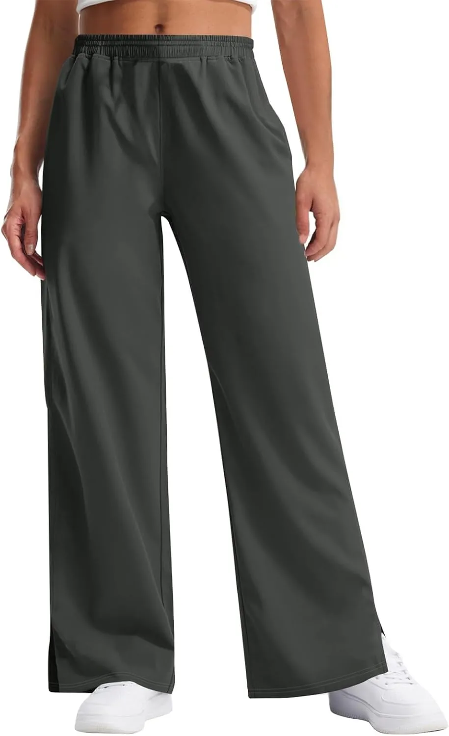 GOFULY Women Pants Casual Elastic Waist Drawstring 2025 Pants Straight Wide Leg High Waisted with Pockets Loose Fit Trousers