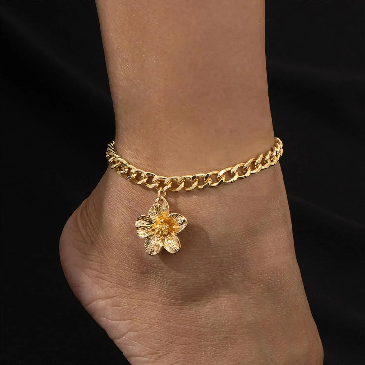 Gold Ankle Bracelets for Women 18K Gold Anklets for Women Bow Ankle Bracelets Waterproof Cuban Link Anklet Foot Bracelet Summer Beach Anklet Jewelry for Women Gift