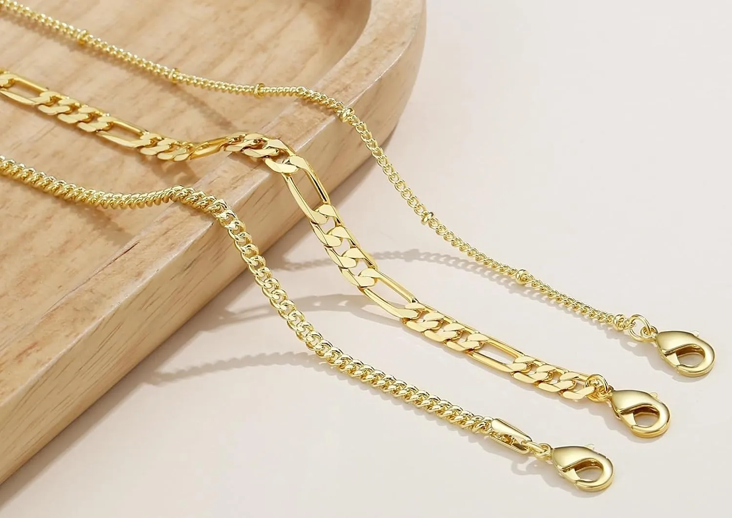 Gold Anklets for Women 3Pcs Anklet Jewelry Waterproof 14K Gold Ankle Stack for Women Summer Bracelets Non Tarnish