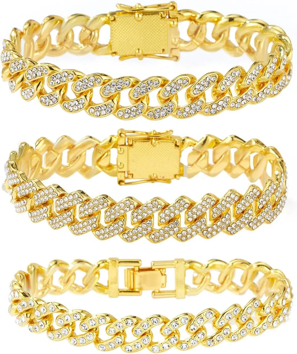 Gold Silver Ankle Bracelets for Women Cuban Link Anklets Plus Size Ankle Bracelet Layered Link Anklet Set Rhinestone Bling Anklets Gold Silver Jewelry for Women Gift Set