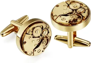 Gold Tone Watch Movement Cufflinks for Men