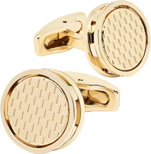 Golden Hollow Out Design Cufflinks for Men Lady In Gift Case Classic Round Men's Cufflinks Jewelry Set for Wedding Anniversary Business Party Events Tuxedo Dress