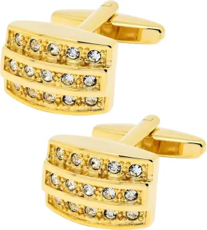 Golden Rectangle Cufflinks for Men Lady with Crystals In Gift Case Novelty Gemstone Men's Cufflinks Jewelry Set for Wedding Party Anniversary Business Events Tuxedo Dress
