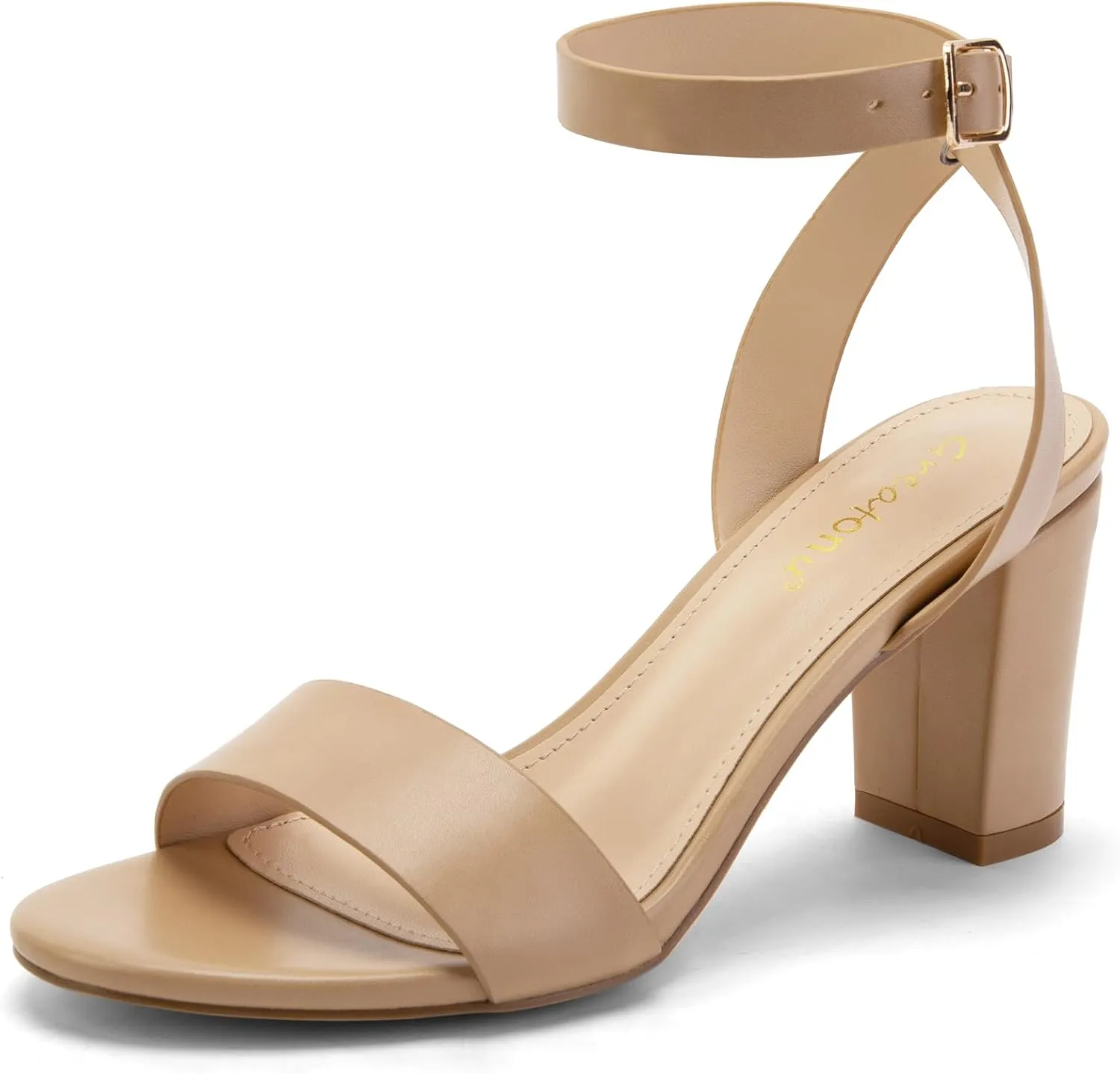 Greatonu Women's Clear Chunky Heels Sandals Open Toe Ankel Strap Block Heel Sandal for Women Dressy Party Wedding Shoes Transparent High Heels Sandals
