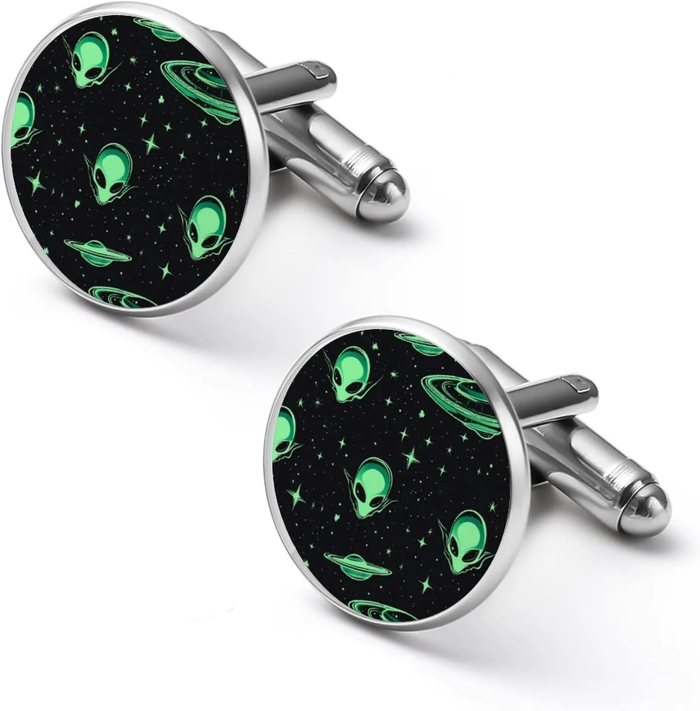 Green Aliens Cufflinks for Men Tuxedo Shirt Cuff Links Classic Alloy Shirts Accessories for Business Party Wedding