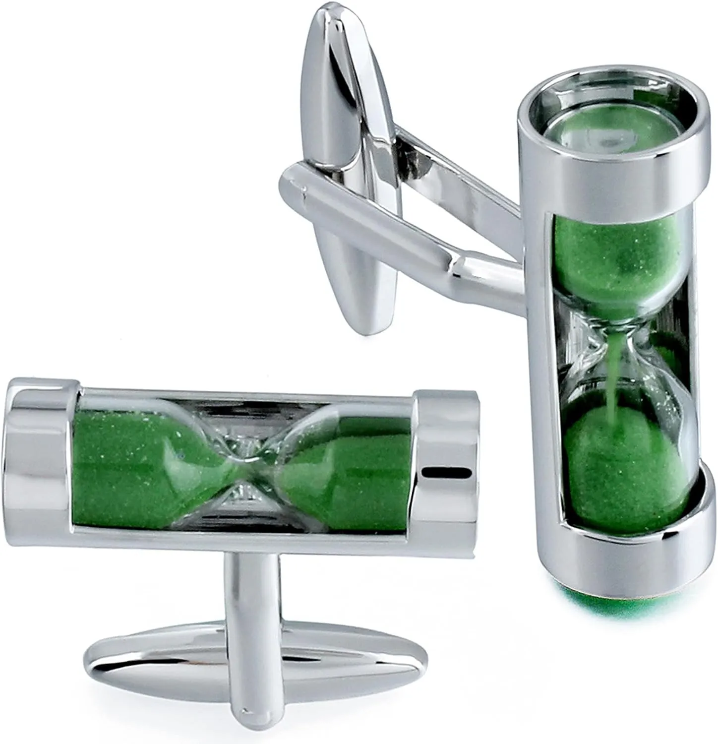 Green Hourglass Cufflinks For Men.