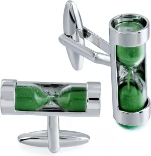 Green Hourglass Cufflinks For Men.