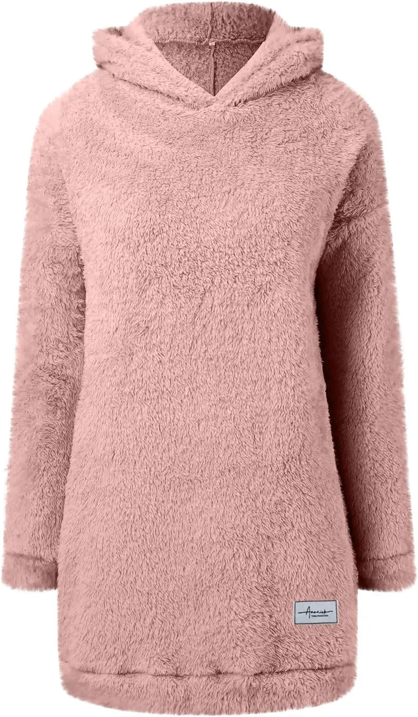 Gumipy Women Oversized Sweatshirt Dress Fuzzy Fleece Hoodie Dress Soft Hooded Long Sleeve Dress Casual Winter Dresses