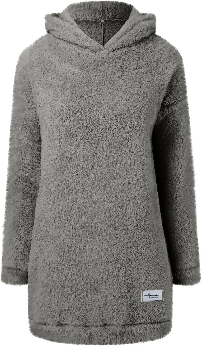 Gumipy Women Oversized Sweatshirt Dress Fuzzy Fleece Hoodie Dress Soft Hooded Long Sleeve Dress Casual Winter Dresses