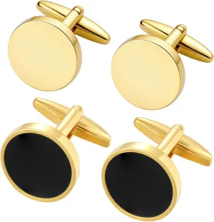 GWD 2 Pairs Cufflinks For Men Classic Stainless Steel Silver Gold Groom Cuff links Mens Shirt Business Wedding Gifts