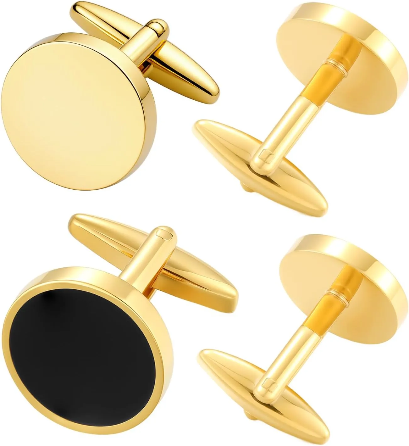GWD 2 Pairs Cufflinks For Men Classic Stainless Steel Silver Gold Groom Cuff links Mens Shirt Business Wedding Gifts
