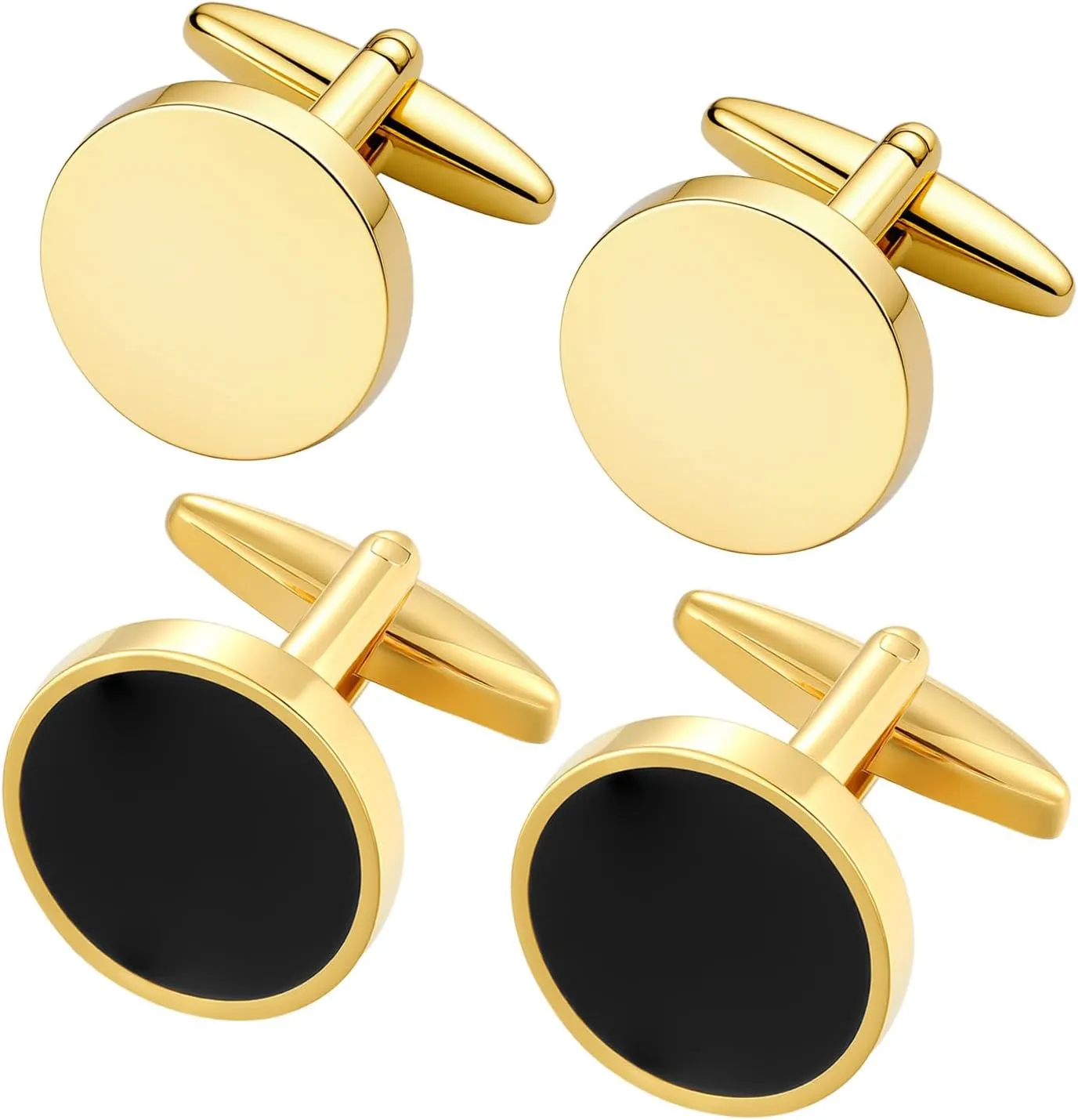 GWD 2 Pairs Cufflinks For Men Classic Stainless Steel Silver Gold Groom Cuff links Mens Shirt Business Wedding Gifts