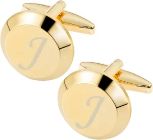 GWD Cufflinks for Men Stainless Steel Golden Initial Cuff Links Alphabet Letter A-Z Groom Father Gift