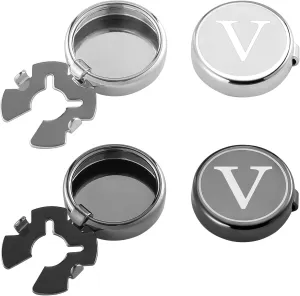 GWD Mens Cufflinks Classic Silver Black 26 Alphabet Letter Button Covers for Men Cuff Buttons Business Wedding Shirts A-Z