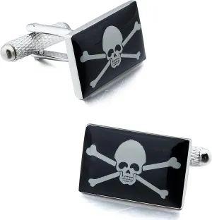 Halloween Flat Skull Danger Logo Cufflinks for Men With Gift Box.