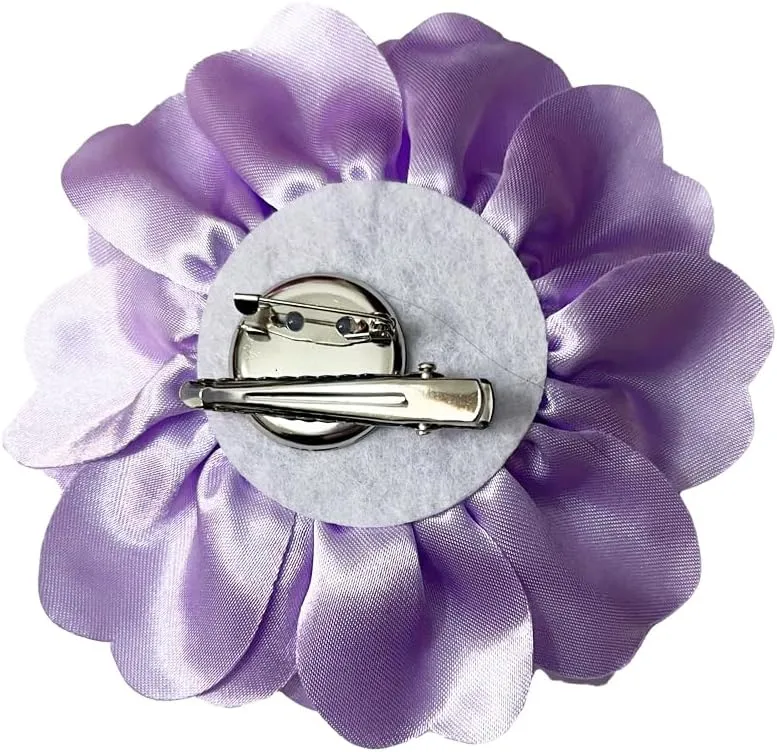 Handmade Camellia Satin Fabric Flower Brooch Pins for Women Vintage Elegant Flower Brooch Hair Clip Pins Wedding Party Dance Dress Clothes Accessories