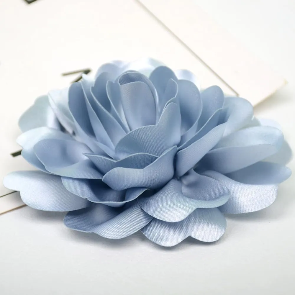Handmade Camellia Satin Fabric Flower Brooch Pins for Women Vintage Elegant Flower Brooch Hair Clip Pins Wedding Party Dance Dress Clothes Accessories