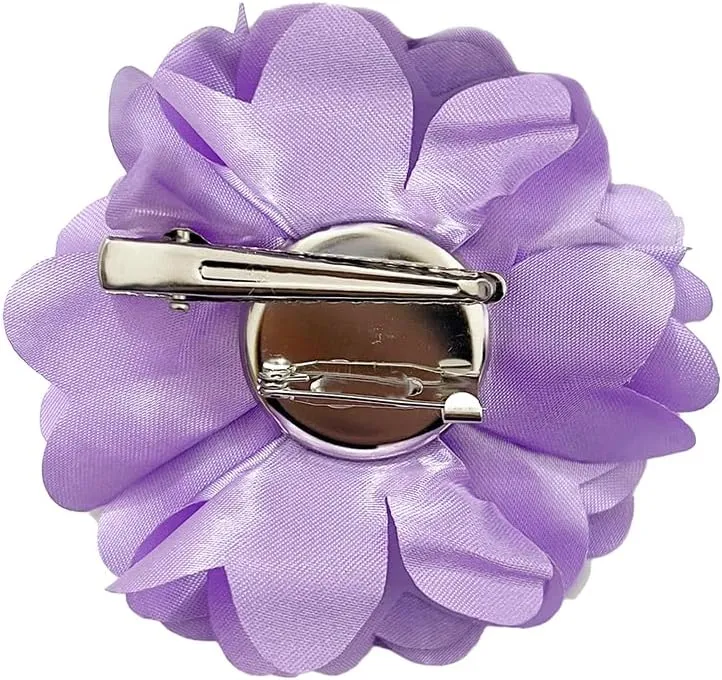 Handmade Satin Fabric Flower Brooches Lapel Pins for Women Vintage Elegant Flower Brooch Hair Clip Pins Wedding Party Dance Dress Clothes Accessories