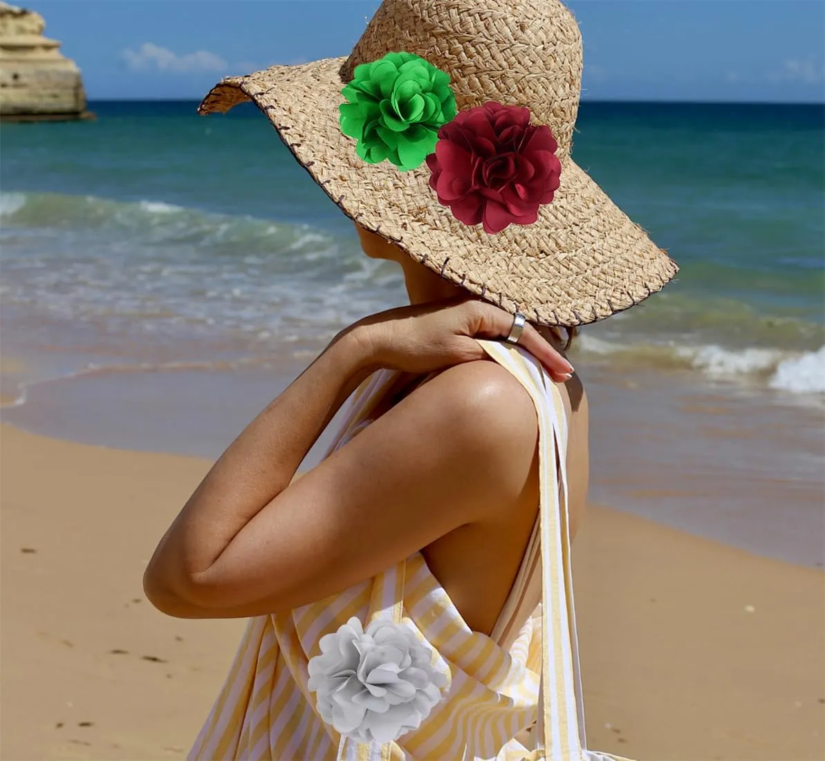 Handmade Satin Fabric Flower Brooches Lapel Pins for Women Vintage Elegant Flower Brooch Hair Clip Pins Wedding Party Dance Dress Clothes Accessories