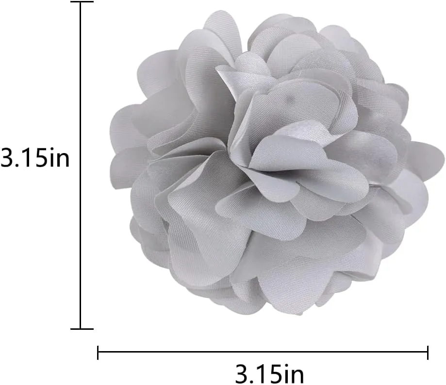 Handmade Satin Fabric Flower Brooches Lapel Pins for Women Vintage Elegant Flower Brooch Hair Clip Pins Wedding Party Dance Dress Clothes Accessories
