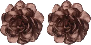 Handmade Satin Fabric Flower Brooches Lapel Pins for Women Vintage Elegant Flower Brooch Hair Clip Pins Wedding Party Dance Dress Clothes Accessories
