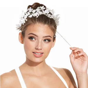 Headdress Beading Hair Accessories Pearls crystal Headpiece Hair Jewelry for Women Bridal Party Ceremony Wedding,Communion Veil (Bead 2)