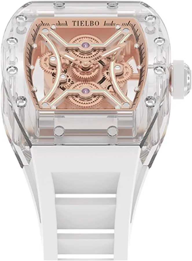 HEMUDU Crystal Watches for Men Automatic Mechanical Movement Luxury Brilliant Diamonds Watch Transparent Skeleton Dial