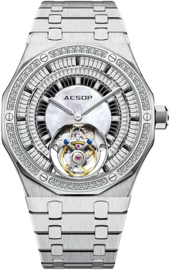 HEMUDU Genuine Flying Tourbillon Watch for Men Hand Wind Mechanical Wristwatch Diamond Luxury Dial Skeleton Sapphire Mens Watches