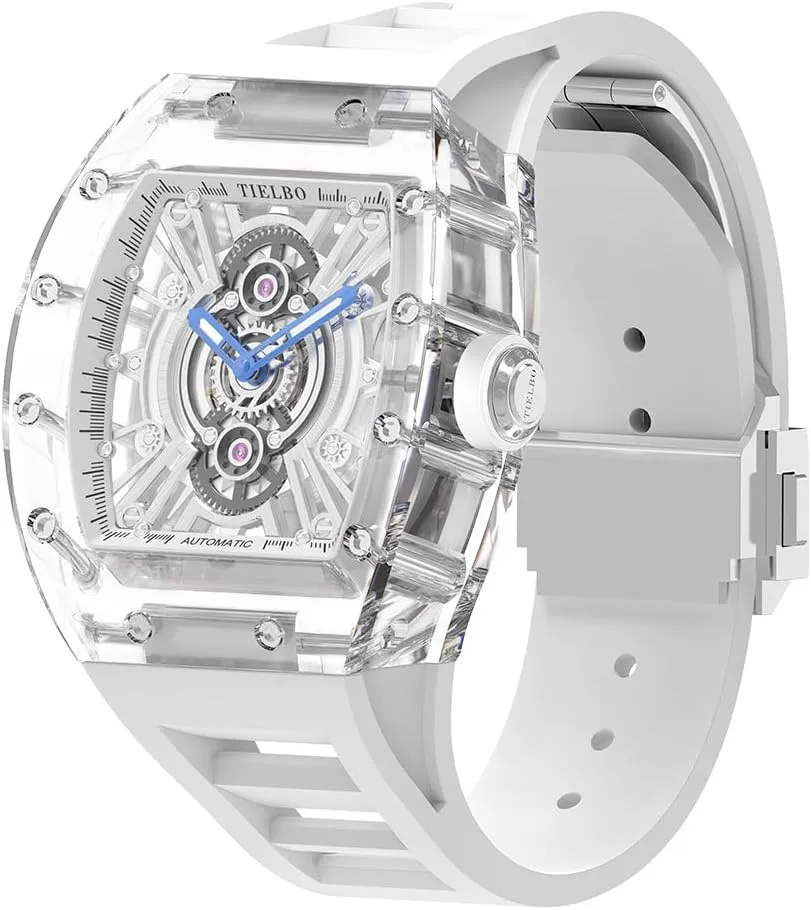 HEMUDU Mechanical Crystals Luxury Watches for Men Ladies Hollowing Dial Wristwatch Waterproof Man Brilliant Transparent Case