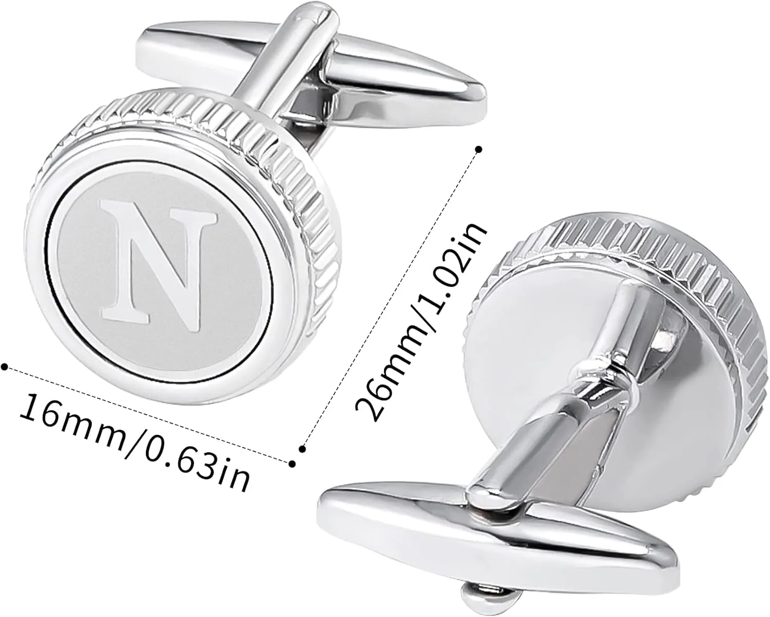 HHGEE 2 Pairs Cufflinks for Men Personalized Initial Stainless Steel Tuxedo Shirt Cuff Links Set Letter Alphabet A-Z Gift Product Name