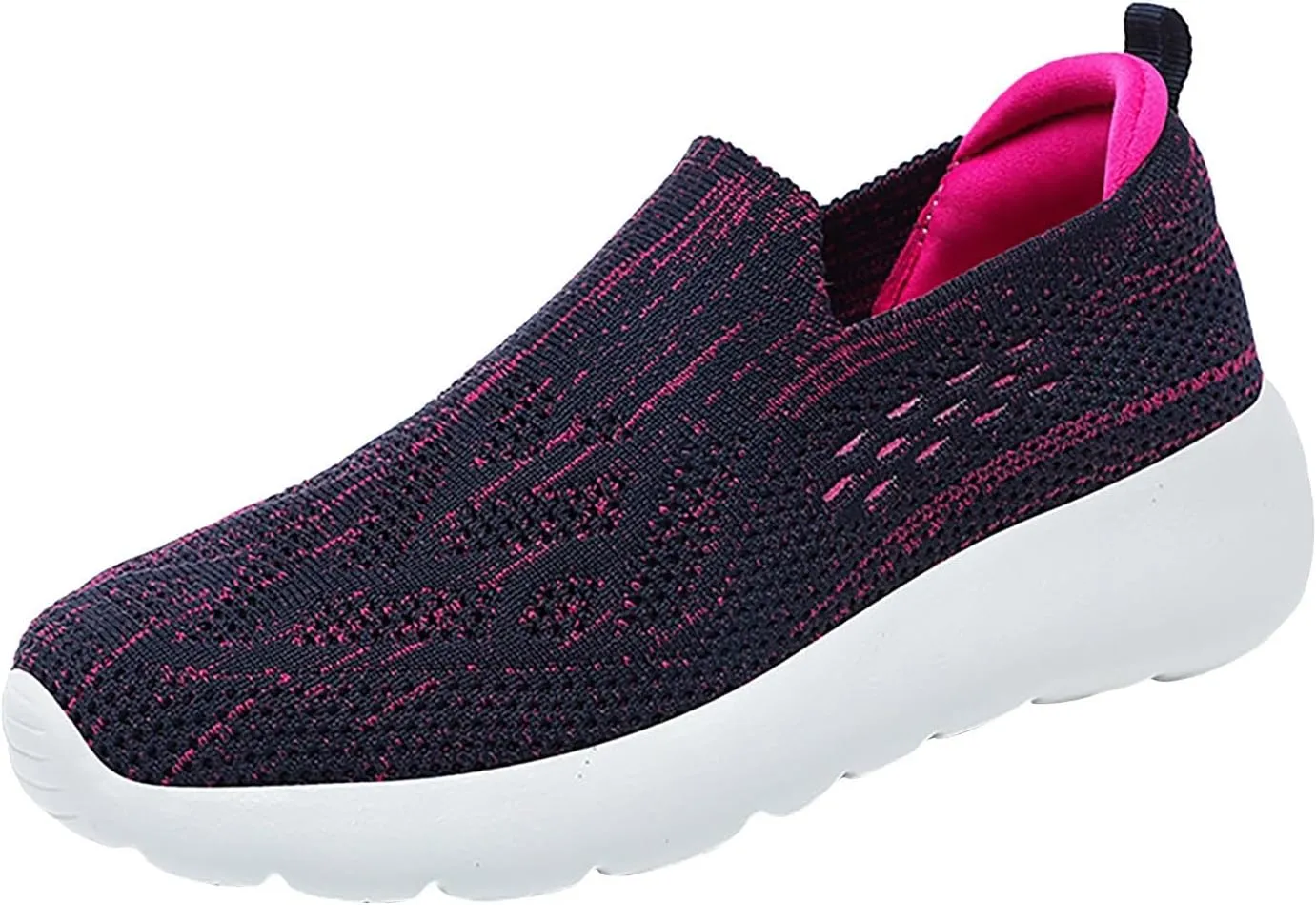 High Heel Sneakers for Women - Breathable Slip-On Wedge Shoes with Foam Cushioning (4 UK Navy)