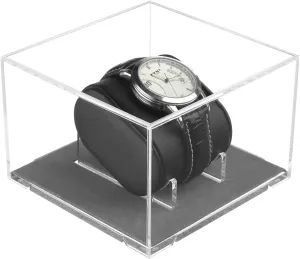 Homakover Acrylic Watch Display Case with Leather Watch Pillow, Watch Box Watch Organizer Holder, Watch Box Stand for Men Watch Collection, Gift for Boyfriend Fathers Day Birthday