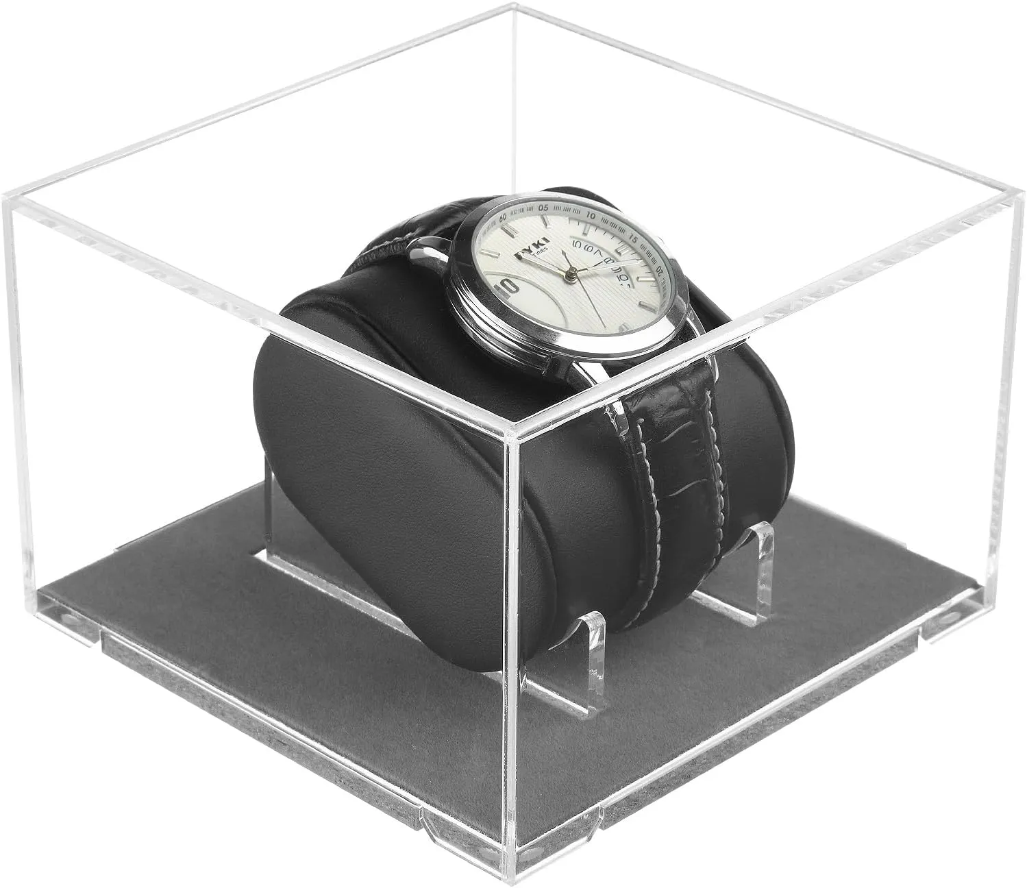 Homakover Acrylic Watch Display Case with Leather Watch Pillow, Watch Box Watch Organizer Holder, Watch Box Stand for Men Watch Collection, Gift for Boyfriend Fathers Day Birthday