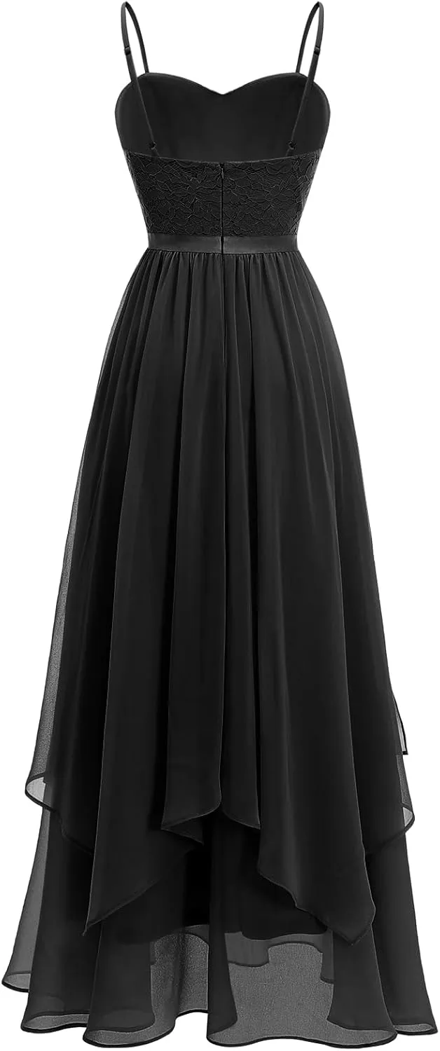 HomRain Women Spaghetti Strap Chiffon Maxi Dress Cocktail Prom Homecoming Wedding Guest Dress