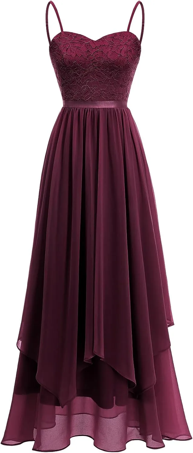 HomRain Women Spaghetti Strap Chiffon Maxi Dress Cocktail Prom Homecoming Wedding Guest Dress