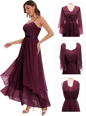 HomRain Women Spaghetti Strap Chiffon Maxi Dress Cocktail Prom Homecoming Wedding Guest Dress