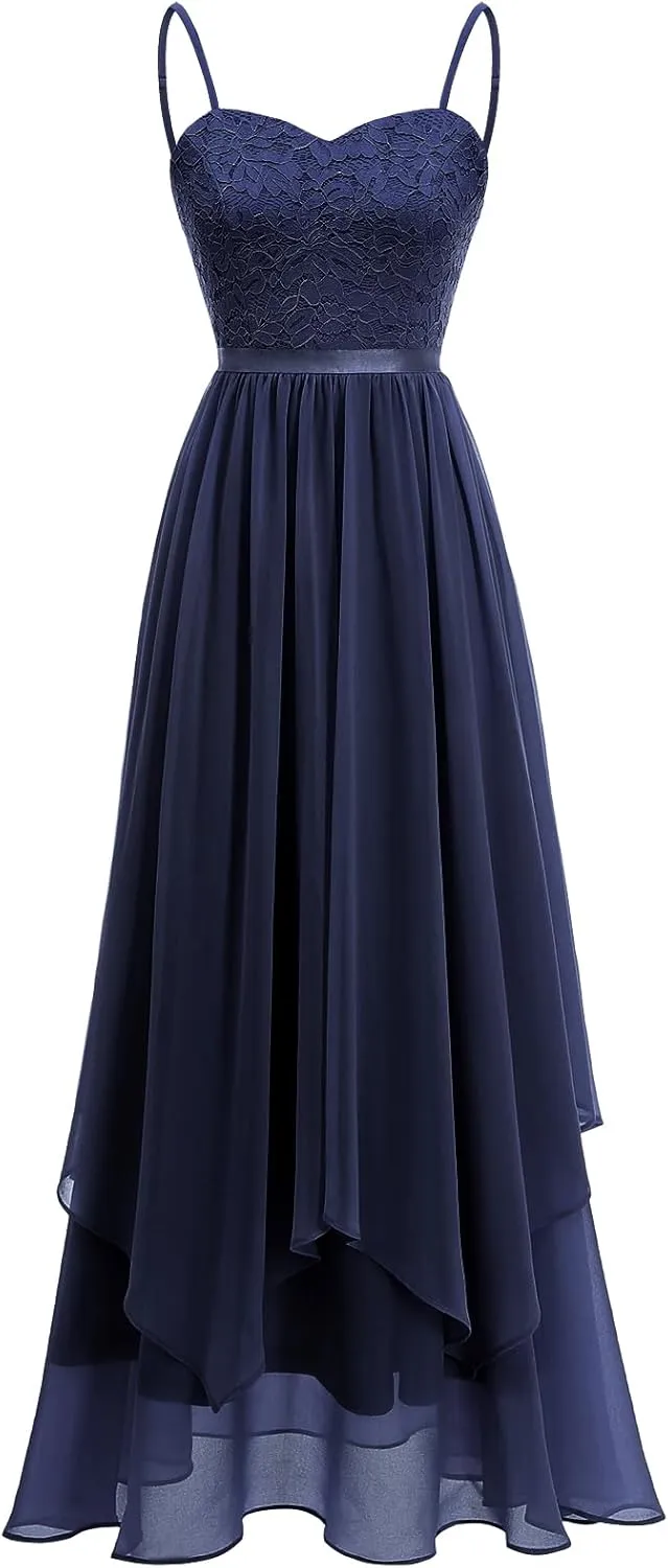 HomRain Women Spaghetti Strap Chiffon Maxi Dress Cocktail Prom Homecoming Wedding Guest Dress