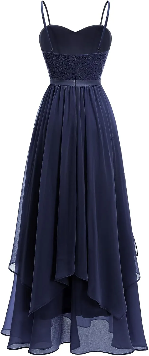 HomRain Women Spaghetti Strap Chiffon Maxi Dress Cocktail Prom Homecoming Wedding Guest Dress