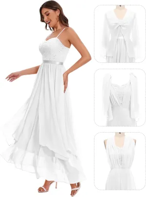 HomRain Women Spaghetti Strap Chiffon Maxi Dress Cocktail Prom Homecoming Wedding Guest Dress