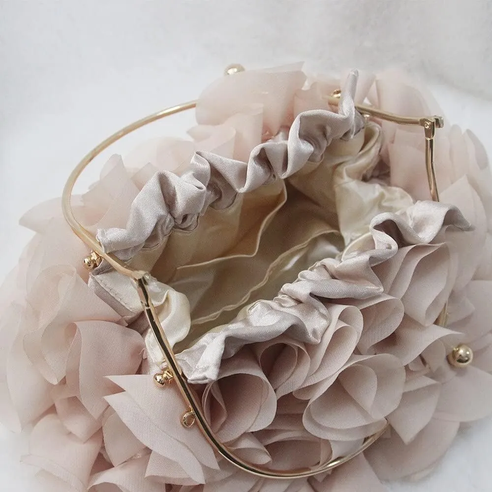 HUFFA Luxury Satin Floral Bride Party Evening Clutch Bag Women Wedding Purses and Handbags Small Shoulder Chain Bag (Color : White, Size : 20cm)