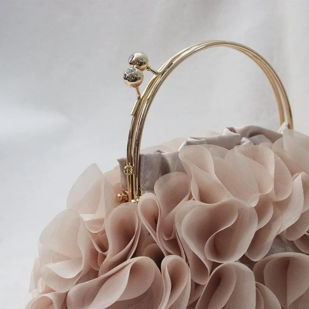 HUFFA Luxury Satin Floral Bride Party Evening Clutch Bag Women Wedding Purses and Handbags Small Shoulder Chain Bag (Color : White, Size : 20cm)