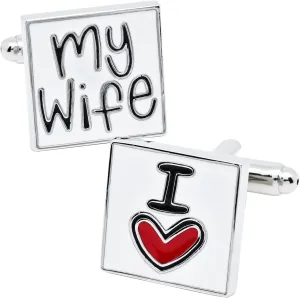 I Love My Wife Square Cufflinks for Men Wedding Dress In Gift Case Classic Square Men's Cufflinks Set for Wedding Party Birthday Anniversary Dress