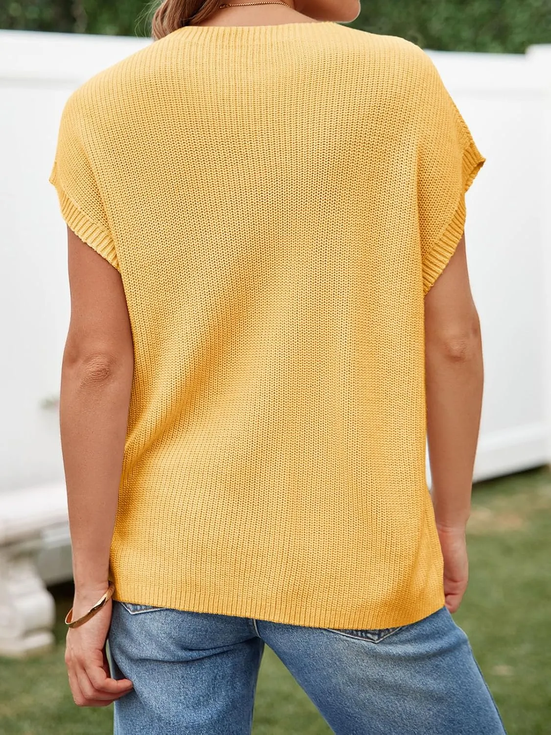 Imily Bela Summer Short Sleeve Sweater for Women 2025 Crew Neck Ribbed Knit Vests Trendy Pullover Tops